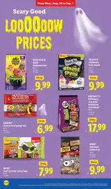 Lidl weekly ad week 35 Page 22: Mars mad scientist variety bag €7,99, Haribo trick or treat gummi mix €6,99