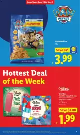 Lidl weekly ad week 35 Page 9: Gelatelli frozen ice pops / fruit bars €1,99, Paw Patrol shaped tots €3,99