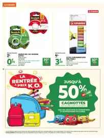 Catalogue Auchan page 14: STABILO Surligneurs Boss Mini €3,49, Scotch adhesif 25m + 5m + devidoir €0,70
