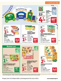 Catalogue Auchan page 23: Bledina PETITS POTS DESSERTS POMMES BANANES €1,25, BABYBIO Gourdes pomme & poire €1,02