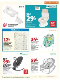Catalogue Auchan page 29: BRIGHT STARTS TRANSAT WONDERS €34,99, Stitch POT OU REHAUSSEUR BÉBÉ €8,99