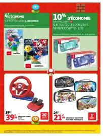 Catalogue Auchan page 3: LA SACOCHE MARIO POUR NINTENDO SWITCH 1 ET 2 €21,99, MARIOKART LE VOLANT MARIO KART €39,99