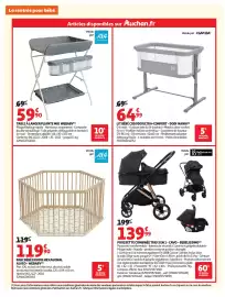 Catalogue Auchan page 30: WEBABY Table à langer pliante €59,90, NANIA LIT BÉBÉ CODODO ULTRA-CONFORT - DODI €64,99