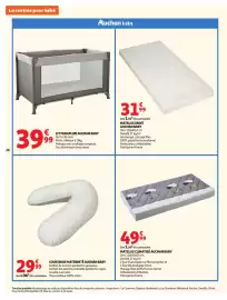 Catalogue Auchan page 32: AUCHAN BABY COUSSIN DE MATERNITÉ €29,99, AUCHAN BABY MATelas DROIT €31,99