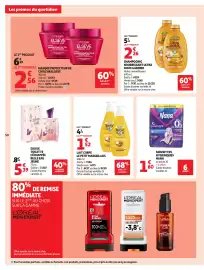 Catalogue Auchan page 54: L'ORÉAL ELSEVE COLOR VIVE €2,56, GARNIER Shampooing nourrissant ultra doux €7,91