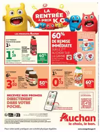 Catalogue Auchan page 66: Auchan Nectar Gourmand Goyave €1,19, Nutella Pâte à tartiner €3,02