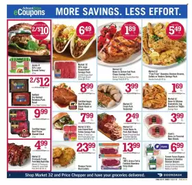 Price Chopper weekly ad week 34 Page 2: Market 32 85% Lean Ground Beef Savings Pack €6,49, Market 32 €5,49