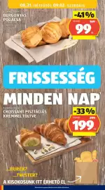 ALDI akciós újság hét 35 Oldal 38: Burgonyás pogácsa €99,00, Croissant pisztáciás krémmel töltve €199,00