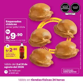 Catálogo Tambo Página 2: Empanadas clásicas carne/pollo/mixta €9,90, Coca-Cola/Inca Kola €2,90