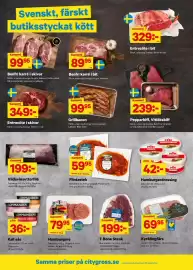 City Gross reklamblad Sida 2: Flintastek €59,95, Kycklingfärsk €69,95