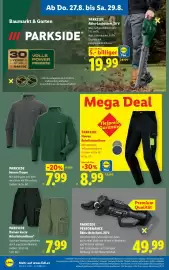 Lidl Flugblatt woche 35 Seite 24: Parkside Akku-Laubbläser, 20 V €19,99, Parkside Herren Troyer €7,99