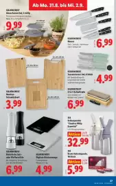 Lidl Flugblatt woche 35 Seite 34: SILVERCREST Glasschüssel-Set €9,99, Silvercrest Messer €6,99