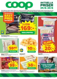 Coop reklamblad vecka 35 Sida 1: Santa Maria äggnudlar €20,00, GuldFågeln kycklingbröstfiléer €169,00