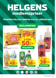 Coop reklamblad vecka 35 Sida 4: Yes diskmedel €59,00, Noora sköljmedel €49,00