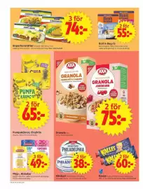 ICA Supermarket reklamblad vecka 35 Sida 12: Philadelphia €38,00, Risenta pumpakärnor, chiafrön €65,00