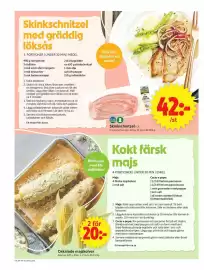ICA Supermarket reklamblad vecka 35 Sida 6: Oskalade majskolvar €20,00, Skinkschnitzel €42,00