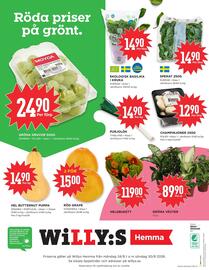 Willys Hemma reklamblad vecka 35 Sida 4: GRÖNA DRUVOR 500G €24,90, RÖD GRAPE €15,00