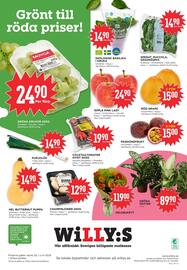 Willys reklamblad vecka 35 Sida 12: EKOLOGISK BASILIKA I KRUKA €14,90, ÄPPLE PINK LADY €24,90