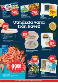 Willys reklamblad vecka 35 Sida 6: LAXFILÉ I BIT, Medlemspris, STORA RÄKOR I LAKE €39,90