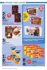 Catalogue E.Leclerc page 4: Balconi Gâteau mini génoises €5,75, Brossard Savane Pocket €8,78