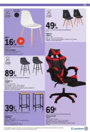 Catalogue E.Leclerc page 55: OLIVIA TABOURET €89,90, CHAISE SCANDINAVE €16,90