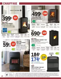 Catalogue E.Leclerc Brico page 4: INVICTA POÊLE À GRANULÉS "ADRANO 7 PLUS" €690,00, Stover POÊLE À PÉTROLE "SRE1228C" €174,00