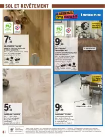 Catalogue E.Leclerc Brico page 8: RAPIDO Sol stratifié €7,99, CARRELAGE "TECHNO" €9,90