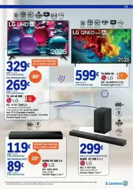 Catalogue E.Leclerc page 13: LG BARRE DE SON 2.0 €89,00, LG BARRE DE SON 3.1.1 €299,00