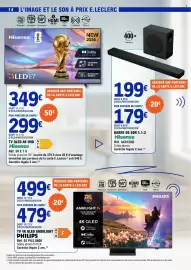 Catalogue E.Leclerc page 14: Hisense TV QLED 4K UHD €299,00, Hisense BARRE DE SON 3.1.2 €179,00