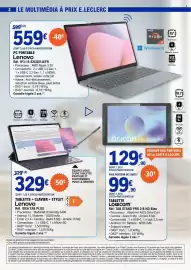 Catalogue E.Leclerc page 2: Lenovo PC Portable €559,00, Lenovo TABLETTE + CLAVIER + STYLET €329,00