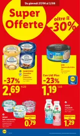 Volantino Lidl settimana 35 Pagina 14: SAMMONTANA Barattolino Crema o Croccantino €2,69, MUKKI Kefir senza lattosio €0,79