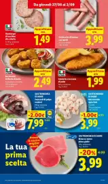 Volantino Lidl settimana 35 Pagina 9: GASTRONOMIA DI MARE Mazzancolle sgusciate €3,99, Bocconcini di filetto di pollo €2,49