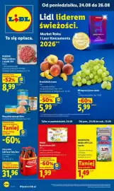 Lidl gazetka Strona 1: Brzoskwinie luzem €5,99, Masło ekstra Pilos 83% €1,99