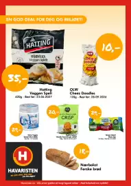 Havaristen kundeavis uke 35 Side 1: Green Giant Mais €29,00, Hatting Veggen Spelt €35,00