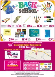 Volantino Rosa Cash Pagina 24: Quadernoni €0,39, Paper One carta per fotocopiatrice/stampante €3,15