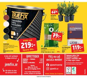 Jem&Fix reklamblad Sida 16: TRÄFÄRG €219,00, GRÄSFRÖ