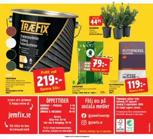 Jem&Fix reklamblad Sida 16: TRÄFÄRG €219,00, GRÄSFRÖ