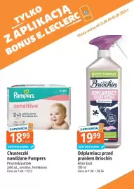 E.Leclerc gazetka Strona 1: Chusteczki nawilżane Pampers €18,99, Odplamiacz przed praniem Briochin €19,99