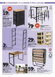 Catalogue E.Leclerc page 56: RANGEMENT POUR CHAUSSURES €3,49, LIT PLIANT COUCHAGE €59,90