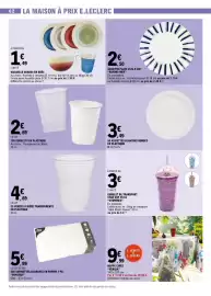 Catalogue E.Leclerc page 62: VERRES À BIÈRE TRANSPARENTS €4,69, Gobelets en plastique €2,69