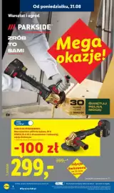 Lidl gazetka tydzień 36 Strona 2: Akumulatorowa szlifierka kątowa Parkside Performance €299,00