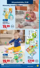 Lidl gazetka tydzień 36 Strona 27: Gryzak aktywizujący Fisher-Price €19,99, Zabawka sensoryczna Oball Bright Starts €19,99