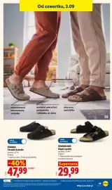 Lidl gazetka tydzień 36 Strona 45: Chodaki damskie Esmara €47,99, Klapki męskie €29,99