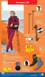 Lidl gazetka tydzień 36 Strona 53: Teleskopowe kijki trekkingowe Crivit €49,99, Skarpetki outdoorowe CRIVIT 2-pak €16,98