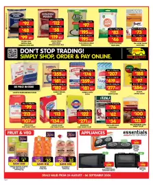 Shoprite catalogue Page 2: SUPER SUN/ IWISA MAIZE MEAL €83,00, D'LITE MEDIUM GRAIN PARBOILED RICE €97,00