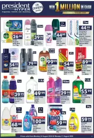 President Hyper catalogue week 35 Page 5: Domestos Multisurface Thick Bleach Cleaner €29,99, Omo Hand Washing Powder €59,99