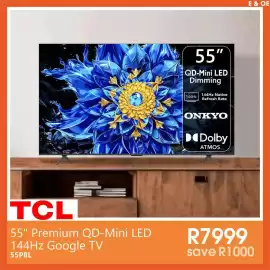 Tafelberg Furnishers catalogue week 34 Page 10: TCL 55" Premium QD-Mini LED 144Hz Google TV €7.999,00