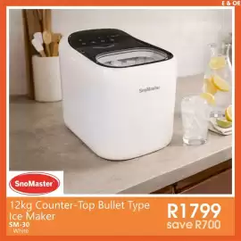 Tafelberg Furnishers catalogue week 34 Page 13: SnoMaster 12kg Counter-Top Bullet Type Ice Maker €1.799,00