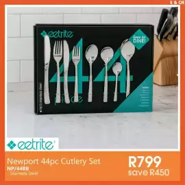 Tafelberg Furnishers catalogue week 34 Page 3: Eetritle Newport 44pc Cutlery Set €799,00