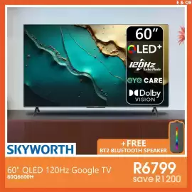 Tafelberg Furnishers catalogue week 34 Page 9: SKYWORTH 60" QLED 120Hz Google TV €6.799,00